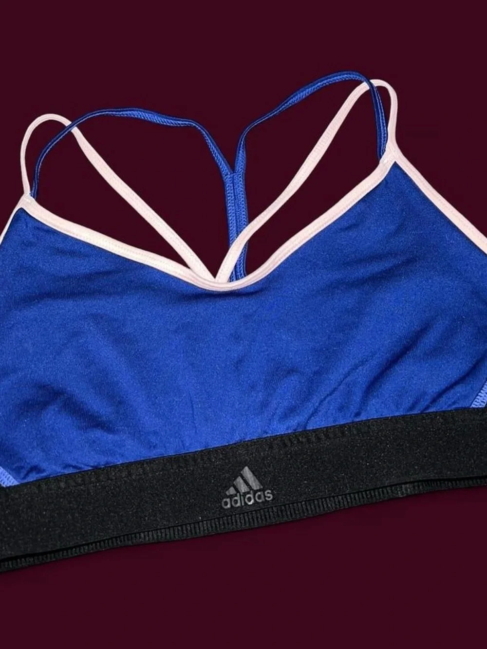 adidas Small Royal Blue Strappy Low-Impact Sports Bra with Black Band